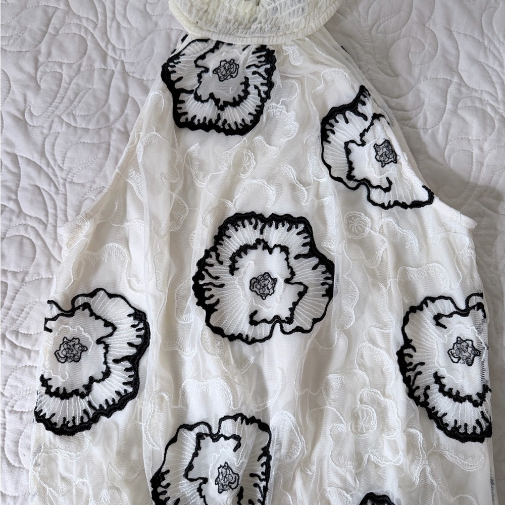 Express Lace Trim Top in Cream and Black